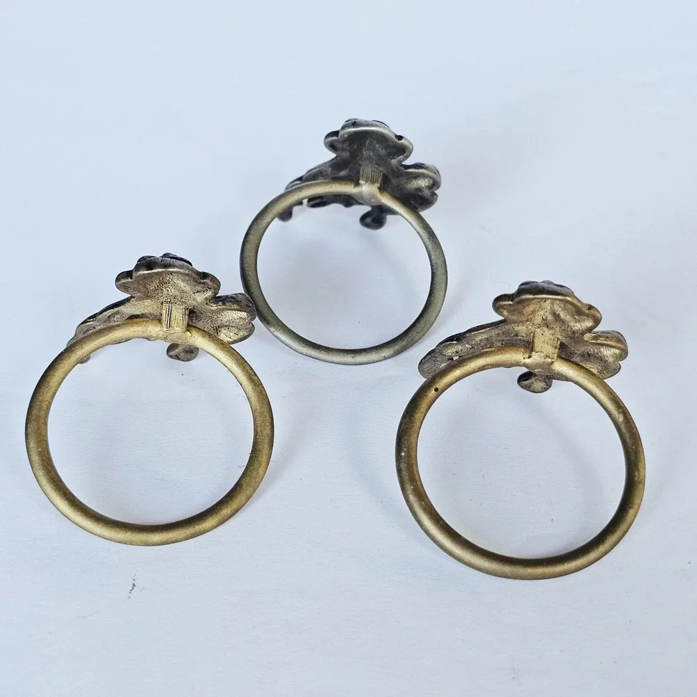 Vintage Monkey Napkin Rings Brass Tone Metal Animal Jungle Decor Set of 3